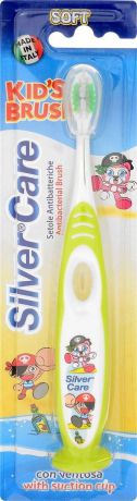 Silver Care Зубная щетка "Kids Brush" на подставке, мягкая, от 2 до 6 лет, цвет: салатовый