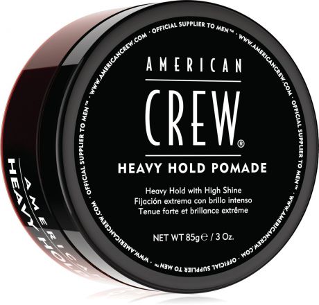 Помада для укладки волос American Crew Heavy Hold Pomade, с сильной фиксацией и высоким уровнем блеска, 85 г