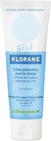 Klorane Bebe Крем защитный для смены подгузников, 75 г