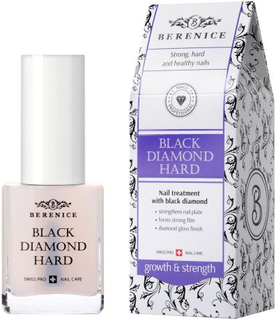 Средство для укрепления ногтей Berenice Black diamond hard, с частицами черного алмаза, 15 мл