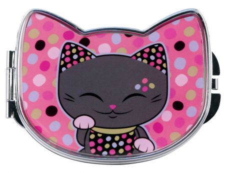 Зеркало косметическое Mani The Lucky Cat "Кот Удачи", цвет: розовый, 9,2 х 7,5 см. MF073