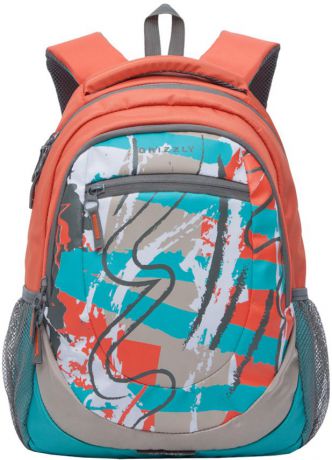 Рюкзак женский "Grizzly", цвет: оранжевый, бирюзовый, серый, 14 л. RD-751-1/2