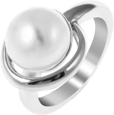 Кольцо женское Teosa, цвет: серебристый, белый. Размер 19. 53-Prl-S-OUR