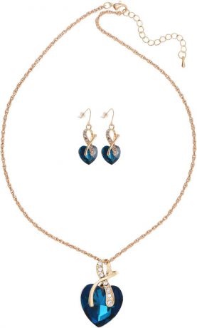 Комплект украшений Bradex "Сердце океана": кулон, серьги, цвет: золотой, синий. AS 0049