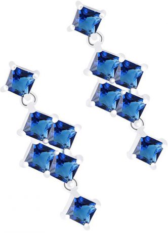 Серьги женские Ice&High, цвет: серебряный, синий. ZS888590B