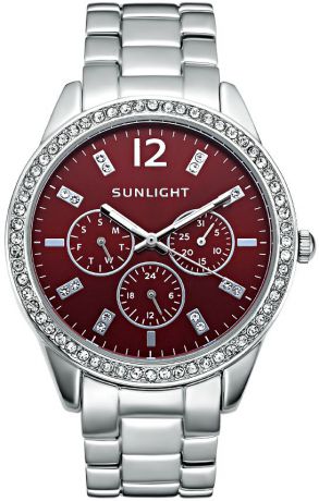 Часы наручные женские Sunlight, цвет: красный, серебристый. S388ASM-21BA