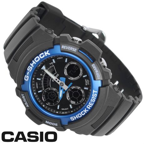 Часы мужские наручные Casio "G-Shock", цвет: черный, синий. AW-591-2A