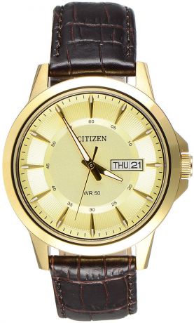 Часы наручные мужские Citizen, цвет: золотой, коричневый. BF2013-05PE