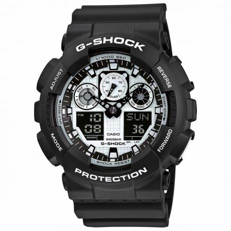 Часы наручные мужские Casio "G-Shock", цвет: черный, белый. GA-100BW-1A