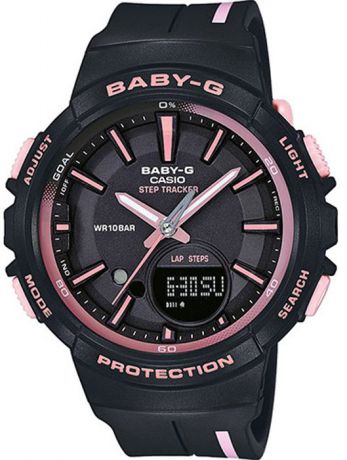 Часы наручные женские Casio "Baby-G", цвет: черный, розовый. BGS-100RT-1A