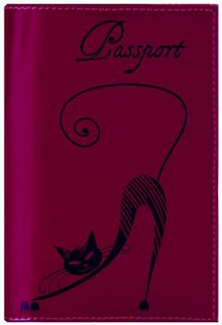 Обложка для паспорта женская Fabula "Cats", цвет: сливовый. O.31.SH