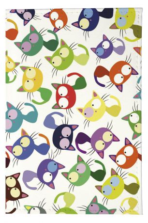 Обложка для паспорта женская Mitya Veselkov "Цветные кошки - мешанина", цвет: мультиколор. OZAM204