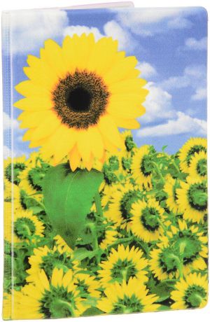 Обложка для паспорта Эврика "Поле подсолнухов", цвет: голубой, желтый. 93266