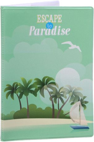 Обложка для паспорта Kawaii Factory "Escape to Paradise", цвет: зеленый. KW064-000070
