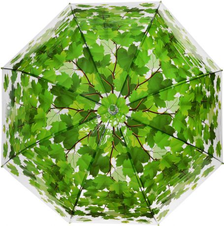 Зонт женский Эврика "Листья", полуавтомат, цвет: зеленый. 96566