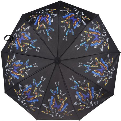 Зонт женский Zest, автомат, 3 сложения, цвет: черный, синий. 239996-155