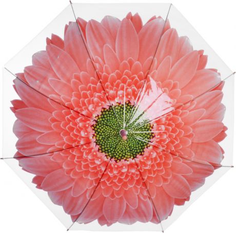 Зонт-трость женский Эврика "Цветок", механический, цвет: оранжевый, белый. 97858