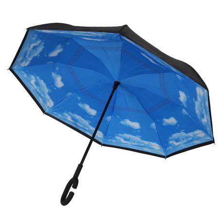 Зонт-трость Эврика "Неваляшка. Небо", механика, цвет: голубой, черный. 97854