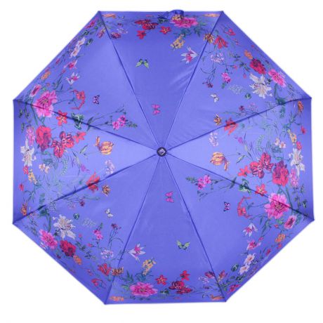 Зонт женский Flioraj "Нежность", полуавтомат, 3 сложения, цвет: голубой. 100118 FJ