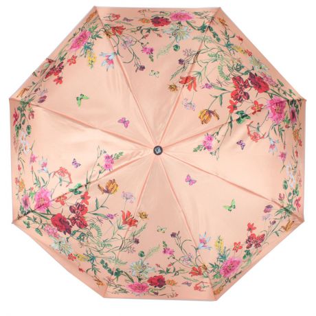 Зонт женский Flioraj "Нежность", полуавтомат, 3 сложения, цвет: бежевый. 100115 FJ