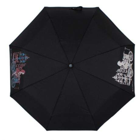 Зонт женский Flioraj "Модерн. Девушка", автомат, 3 сложения, цвет: черный. 210803 FJ