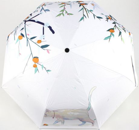 Зонт женский Kawaii Factory "Кот с персиком", цвет: белый. KW041-000043