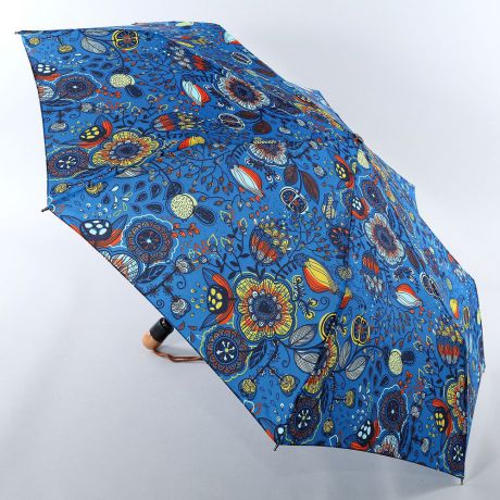 Зонт женский "Airton", автомат, 3 сложения, цвет: синий, красный, золотистый. 3935-138