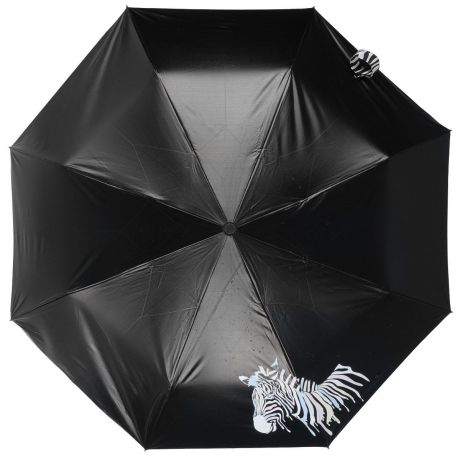 Зонт Эврика "Зебра", механика, 3 сложения, цвет: черный, белый. 97835