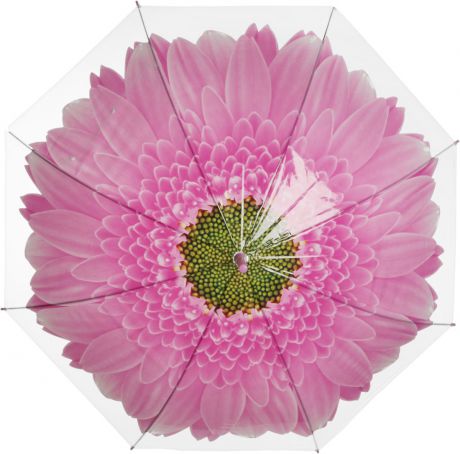 Зонт-трость женский Эврика "Цветок", механический, цвет: розовый, белый. 97856