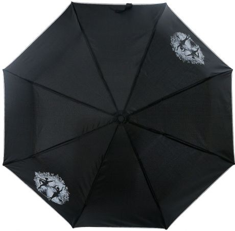 Зонт женский ArtRain, механический, 3 сложения, цвет: черный. 3511-1707