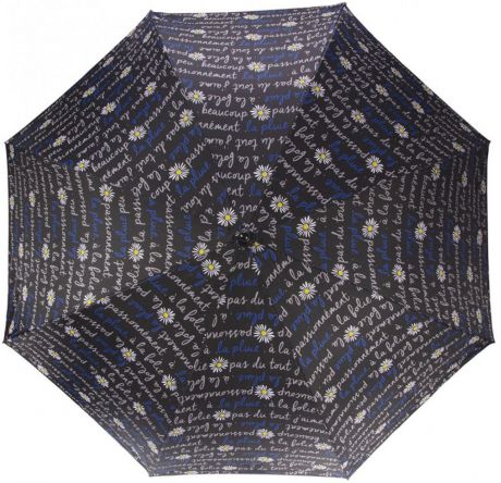 Зонт женский "Isotoner", автомат, 3 сложения, цвет: черный, белый, синий. 09406-1070