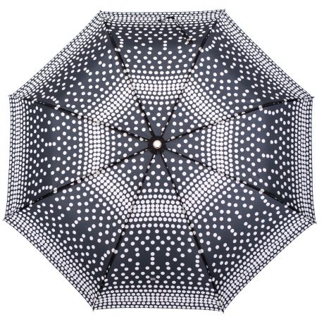 Зонт женский Stilla, автомат, 3 сложения, цвет: черный, белый. 775/2 mini