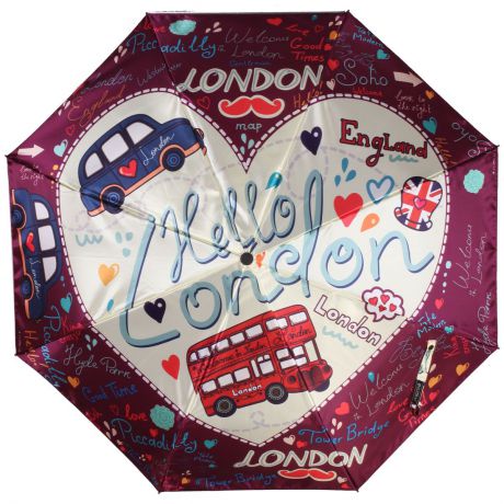 Зонт женский Flioraj "Лондон", автомат, 3 сложения. 013-044FJ