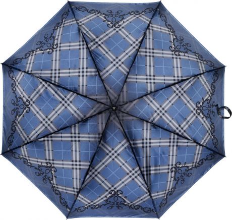 Зонт женский Fabretti, полный автомат, 3 сложения, цвет: синий, серый, черный. S-16101-9