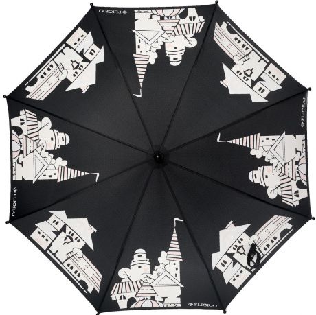 Зонт детский Flioraj, механика, трость, цвет: черный, белый. 051207