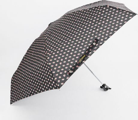 Зонт складной женский Kawaii Factory Клубника, цвет: черный. KW041-000054