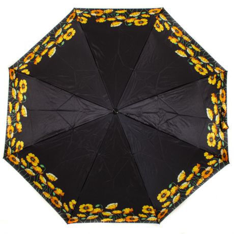 Зонт женский "Doppler", полный автомат, 3 сложения, цвет: черный, желтый. 74660 FG P-1