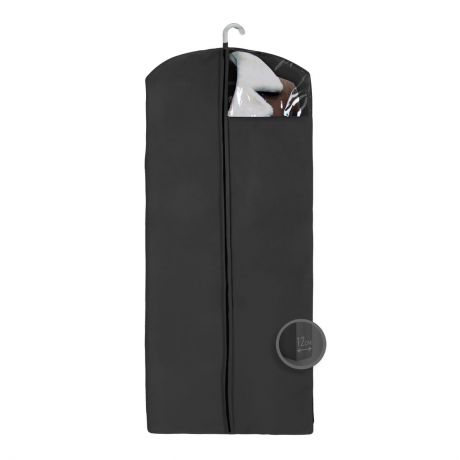 Чехол для верхней одежды "Miolla", с окошком, цвет: черный, 140 х 60 х 12 см