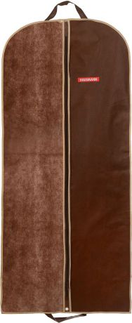 Чехол для одежды "Hausmann", подвесной, с прозрачной вставкой, цвет: коричневый, 60 х 140 см