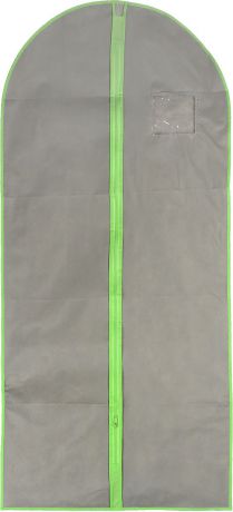 Чехол для одежды "Хозяюшка Мила", тканевый, цвет: серый, салатовый, 60 х 137 см