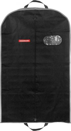 Чехол для одежды "Hausmann", подвесной, с прозрачной вставкой, цвет: черный, 60 х 100 х 10 см