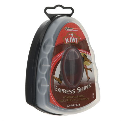 Губка для обуви Kiwi "Express Shine", с дозатором, цвет: коричневый, 7 мл