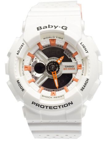 Наручные часы женские Casio Baby-G, цвет: белый, оранжевый. BA-110PP-7A2