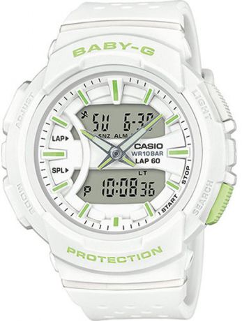 Часы наручные женские Casio "Baby-G", цвет: белый, салатовый. BGA-240-7A2