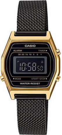 Часы наручные женские Casio Collection, цвет: черный, золотой. LA690WEMB-1BEF