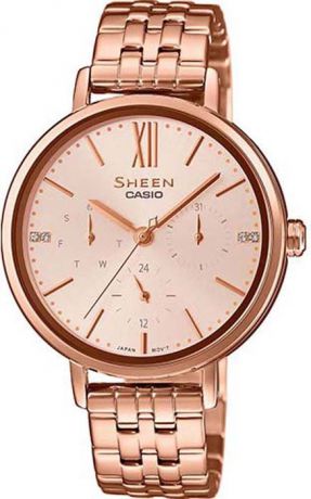 Часы наручные женские Casio Sheen, цвет: розово-золотой. SHE-3064PG-4AUER