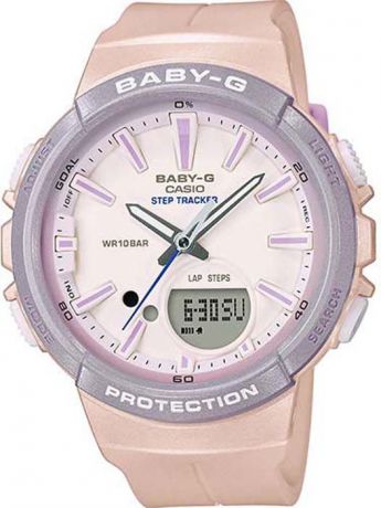 Часы наручные женские Casio Baby-G, цвет: персиковый, серый. BGS-100SC-4A