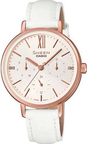 Часы наручные женские Casio Sheen, цвет: розово-золотой, белый. SHE-3064PGL-7AUER