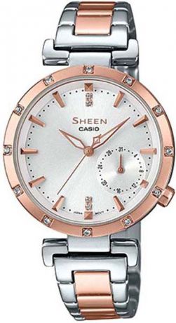 Часы наручные женские Casio Sheen, цвет: розово-золотой, стальной. SHE-4051SPG-7A