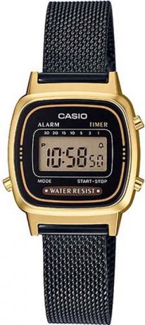 Часы наручные женские Casio Collection, цвет: черный, золотой. LA670WEMB-1E